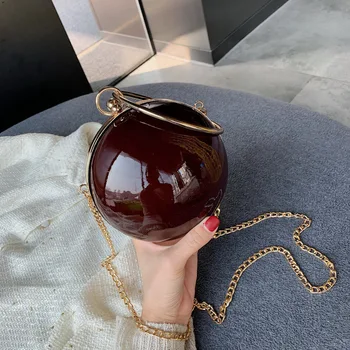 

2020 New Style Bag Graceful round Spherical Chain Clip Mouth Dinner Cross-Body Portable Single-Shoulder Bag for Women