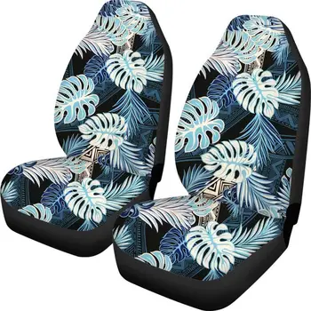 

Blue Monstera Tribal Hawaiian Pattern 2pcs/Set Car Seat Protector Comfortable Front Seat Cover Thick Automobile Seats Protector