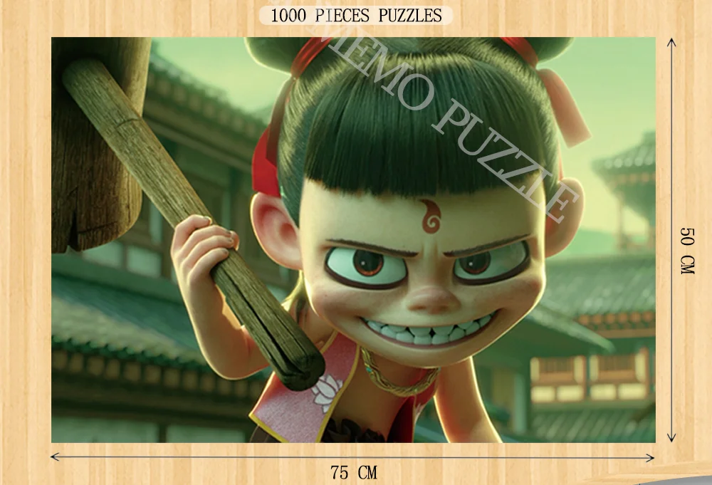Nezha 3d мультфильм Китай Moives Пазлы 300 500 1000 штук деревянные пазлы игры для взрослых образовательные головоломки для малышей игрушки