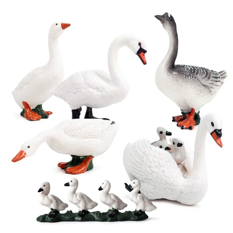 Realistic White Swan Farm Yard Animal Model Figurine Figure Kids Toy Gifts 