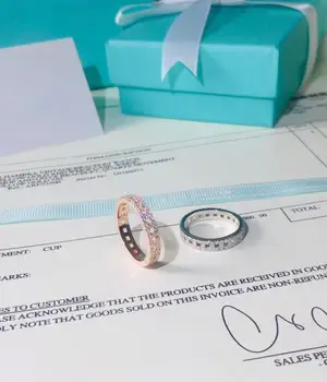 

TSHOU298 classic 925 s silver round zircon wedding ring for women with two color