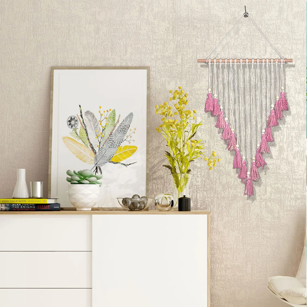 

Macrame Wall Tapestry Hanging Woven Bohemian Boho Wall Home Art Beautiful Apartment Dorm Bedroom Household Handmade Decorations