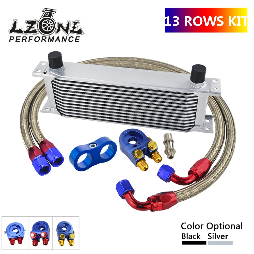 AN10 UNIVERSAL 13 ROWS OIL COOLER KIT + FILTER SANDWICH ADAPTER STAINLESS STEEL BRAIDED HOSE Line Sseparator | Автомобили и