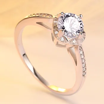 

TL-073 Solid Sterling Silver S925 Ring Female Simple Fashion Trendy Women Wedding Anniversary Ring White Gold