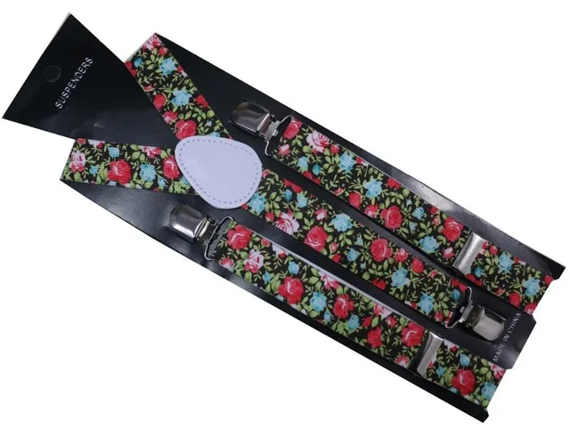 FOXMOTHER Flower Floral Print Mens Womens Unisex Clip-on Suspenders Unisex Elastic Y-Shape Braces - Цвет: 04