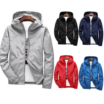 

Spring Autumn Thin Windbreaker Jacket Men Plus Size M-4XL Jaqueta Masculina Slim Fit Young Men Hooded Bomber Jacket Men