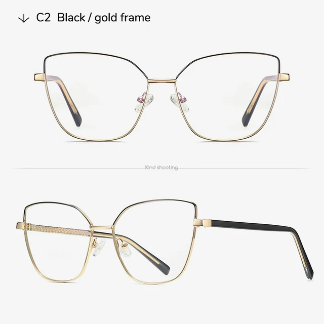 Toketorism Quality Anti Blue Glasses For Women Fashion Computer Eyeglasses Optical Frame BLACK GOLD