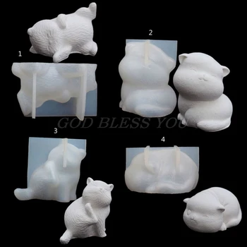 

3D Cute Cat Soap Molds Pet Cats Gumpaste Cake Mold Baby Cat Molds Fondant Cake Decor Resin Casting Tools Art Crafts