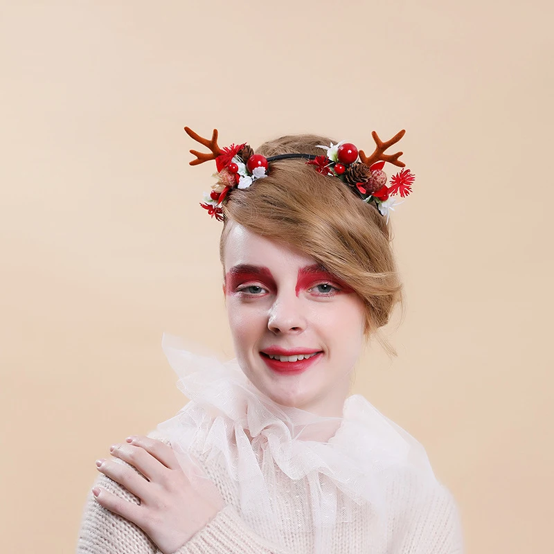 Головной убор с рогом оленя, Рождественская повязка на голову для детей и взрослых, аксессуары для волос, вечерние, праздничные, новогодние украшения, реквизит для фотосессии