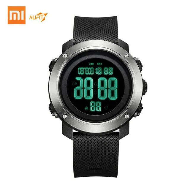 black Xiaomi ALIFIT цифровые водонепроницаемые часы smartwatch для мужчин подсветка светящийся дисплей Календарь Будильник Секундомер обратный отсчет спортивные часы - Цвет: black