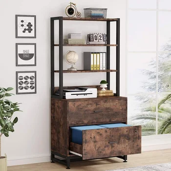 Price Tribesigns 2 Drawer Vertical File Cabinet With Lock And Bookshelf, Large Modern File Cabinet Printer Stand With Letter Size