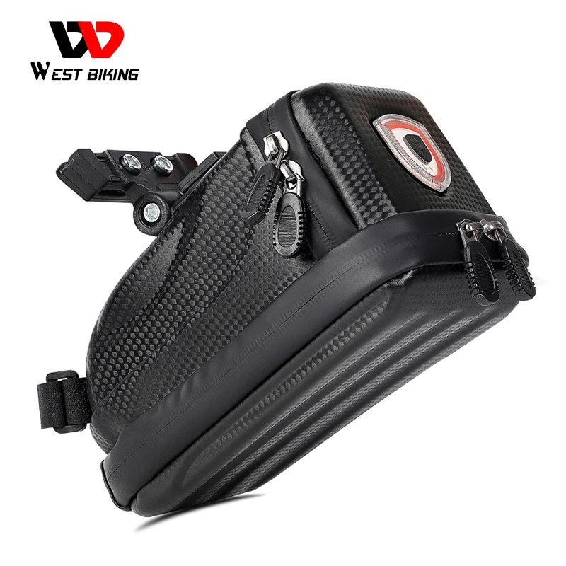 

Waterproof Bike Saddle Bag With USB Rechargeable Tail Light MTB Road Bicycle Pannier Basket Cycling Accessories Hard shell