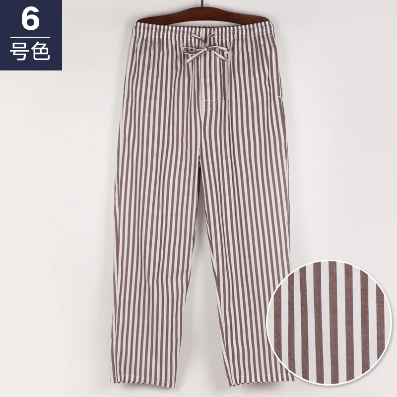 Spring Summer Men 100% cotton sleeping bottoms Male plus size nighty trousers sleepwear pyjama Men Casual Striped pajama pants cotton pajamas for men