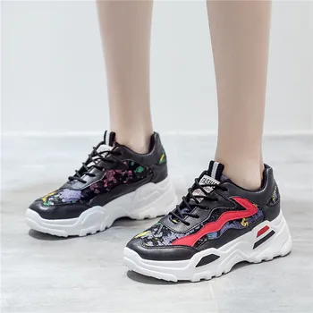 

2020 Women Chunky Sneakers Platform Thick Sole Ladies running shoes Web Celebrity female fashion Sneakers Designer E16-27