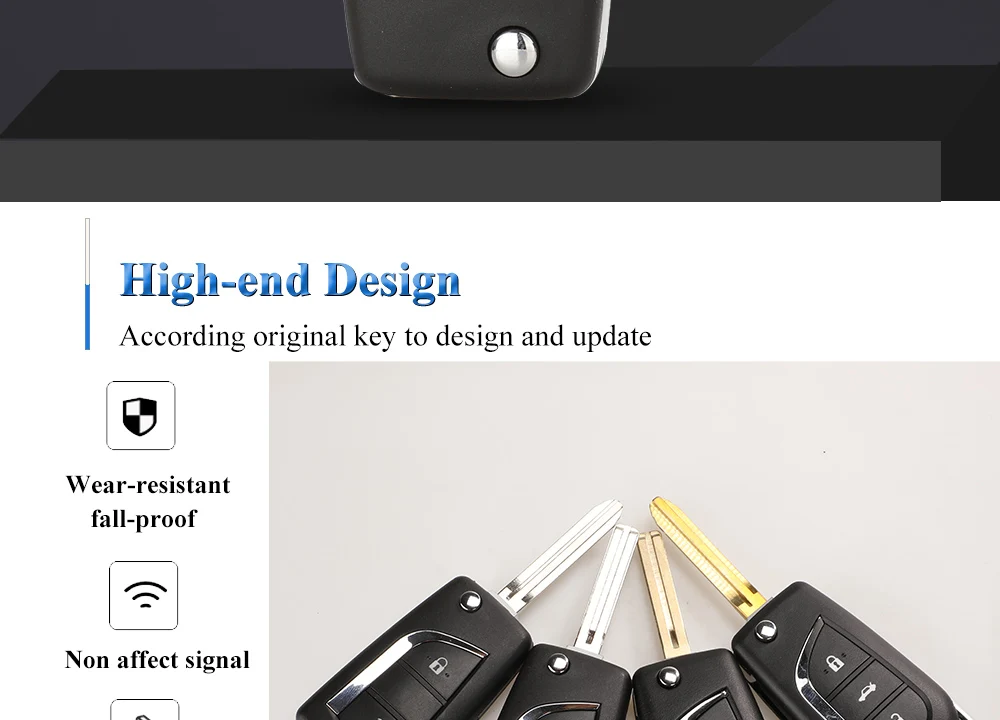 Jinyuqin 10 pezzi VA2 Toy48 Toy43 Flip pieghevole chiave a distanza Shell per Toyota Levin Camry Reiz Highlander Corolla Key Case 2/3 pulsante - H81be106ab8c3497692d737869cf19942z