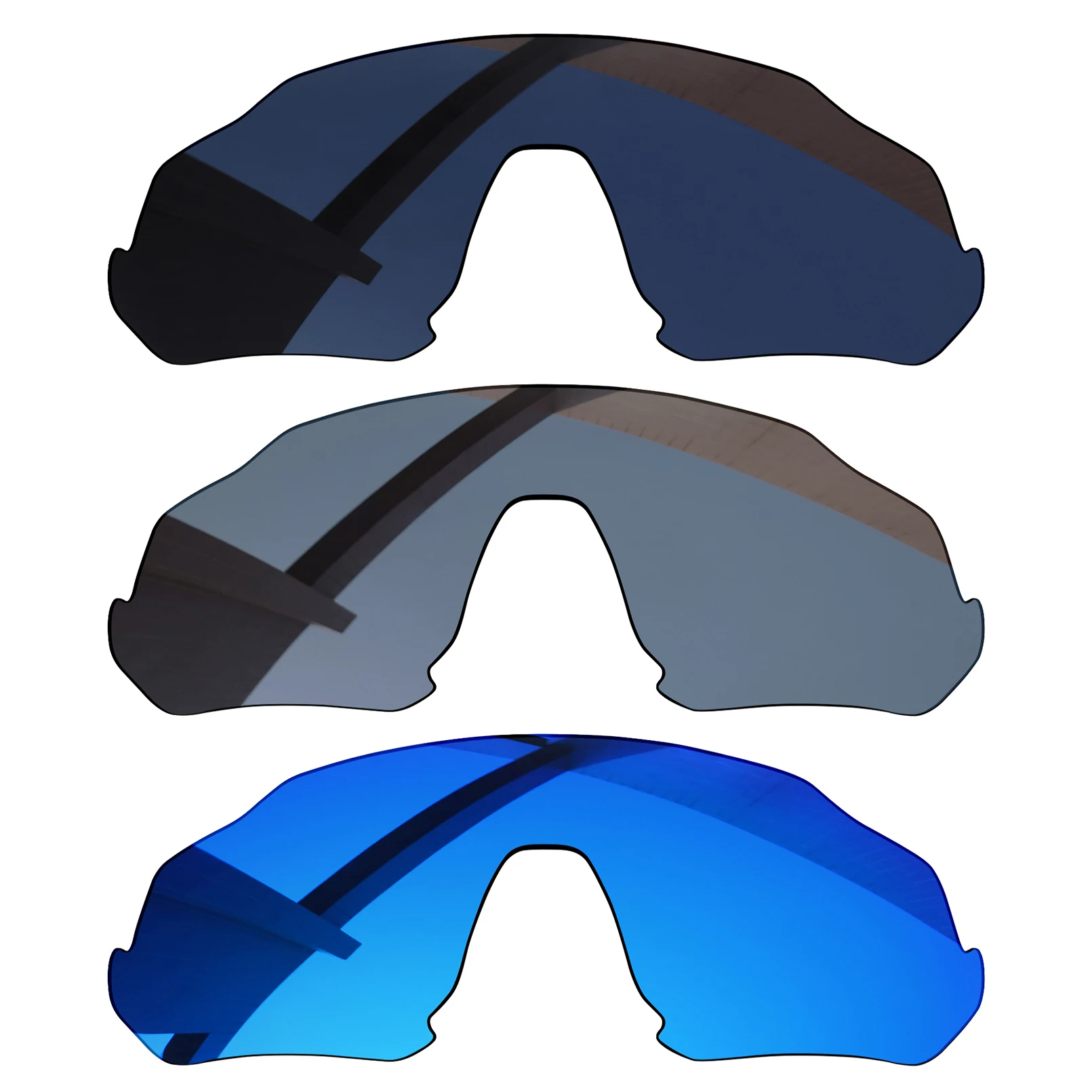 Bsymbo 3 Pezzi Pitch Black & Winter Sky & Sliver Lenti Di Ricambio Polarizzate Grigie Per-Oakley Flight Jacket Oo9401 Frame