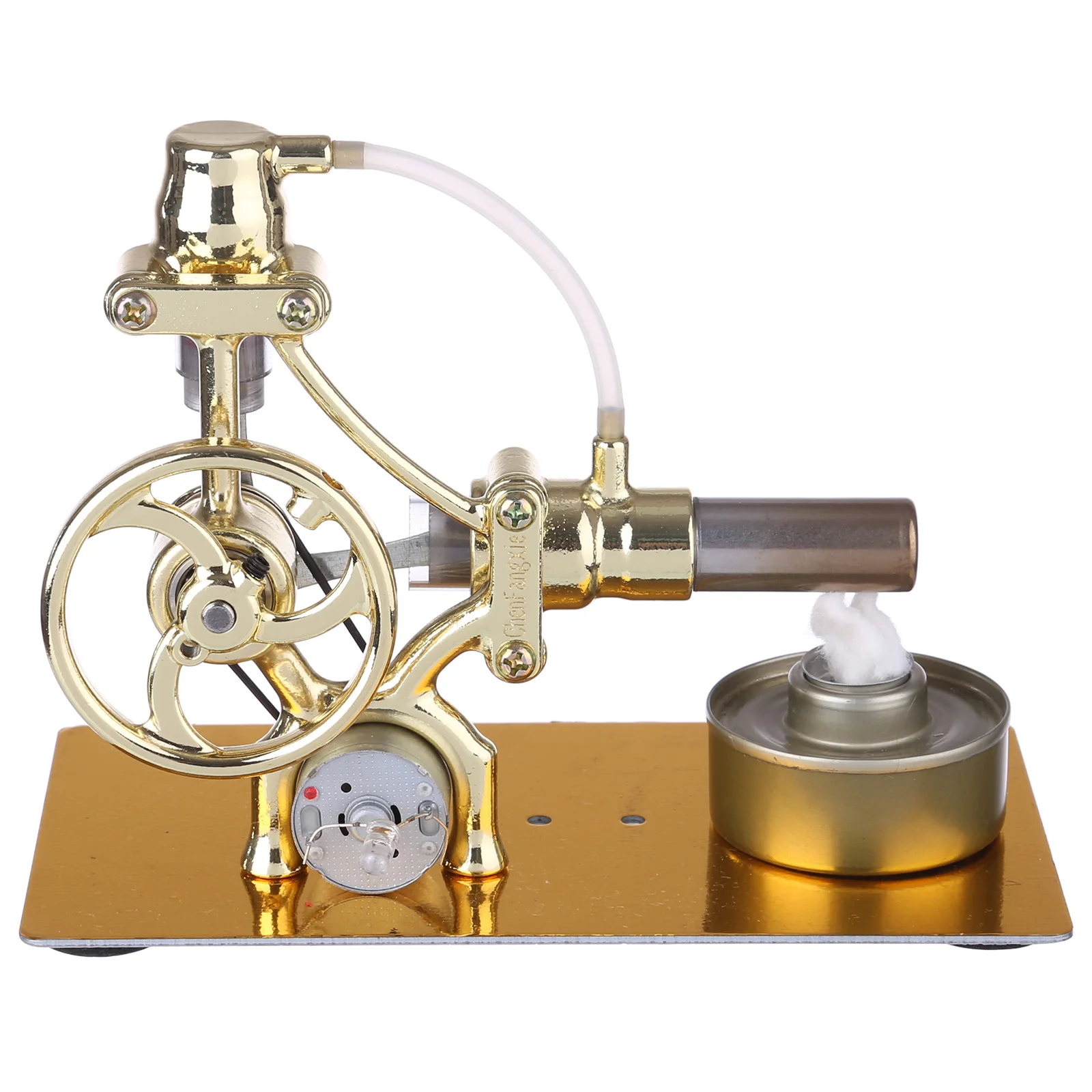 

L-Type Single-cylinder Stirling Engine Generator Model Science Experiment Educational Stem Toy with LED Diode - Golden