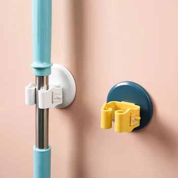 

Seamless Mop Holders Mop Broom Holder Wall Mounted Adhesive Storage Brooms Hanger Punch-free Mops Hook Racks Bathroom Organizer