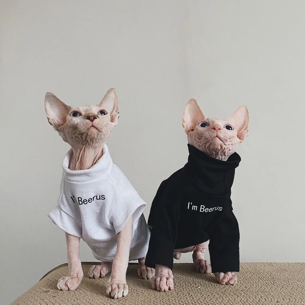 Cat Clothes Sphinx Cotton Summer T shirt Couple's Shirt Deven Black
