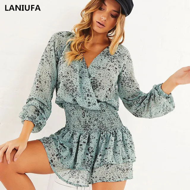 Женское летнее платье повседневное короткое с коротким рукавом Boho Цветочный