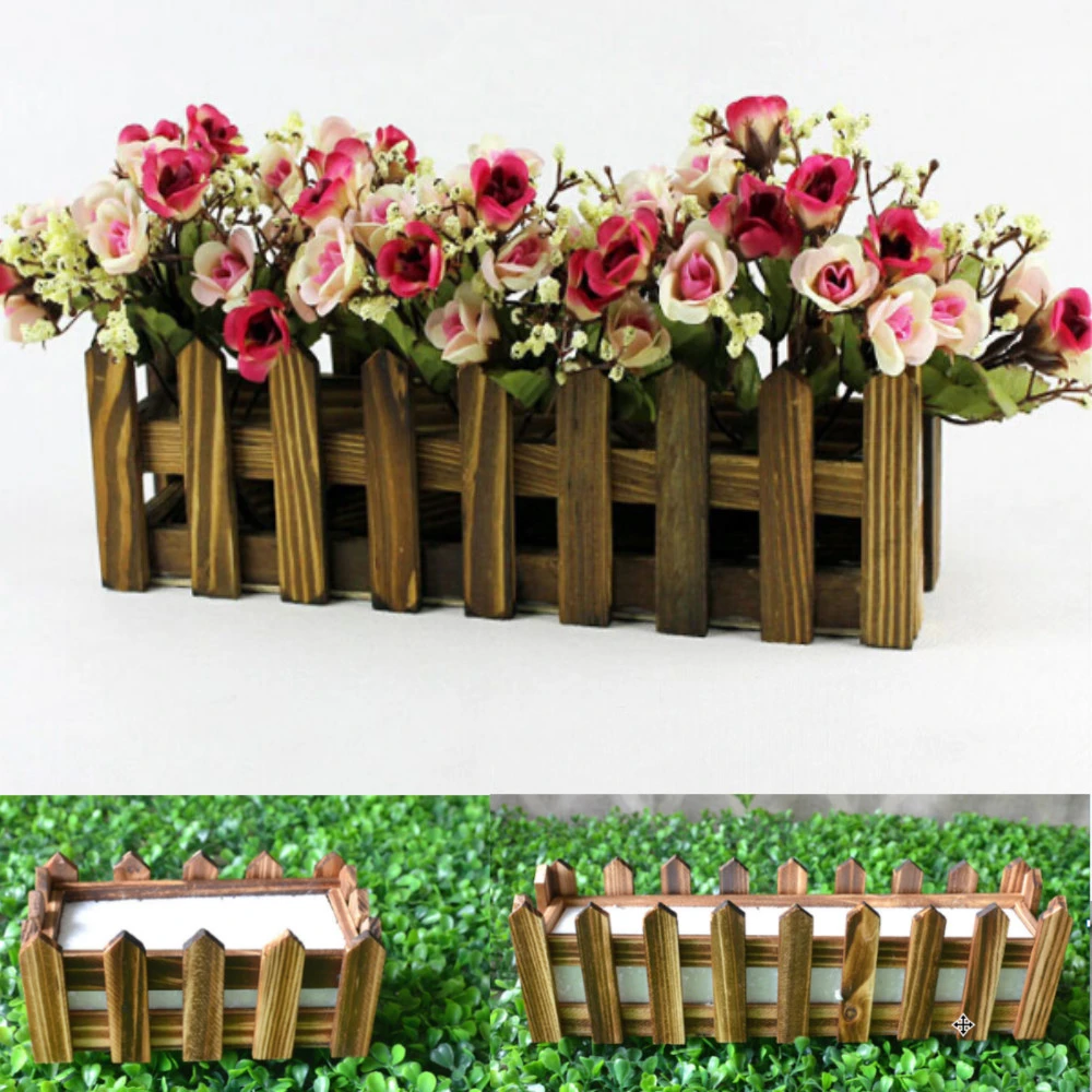 Log Color Wood Fence Pastoral Flowerpot Pots Planters Supplies For Artificial Flower Home Garden Wedding Decoration Flower Pots Planters Aliexpress