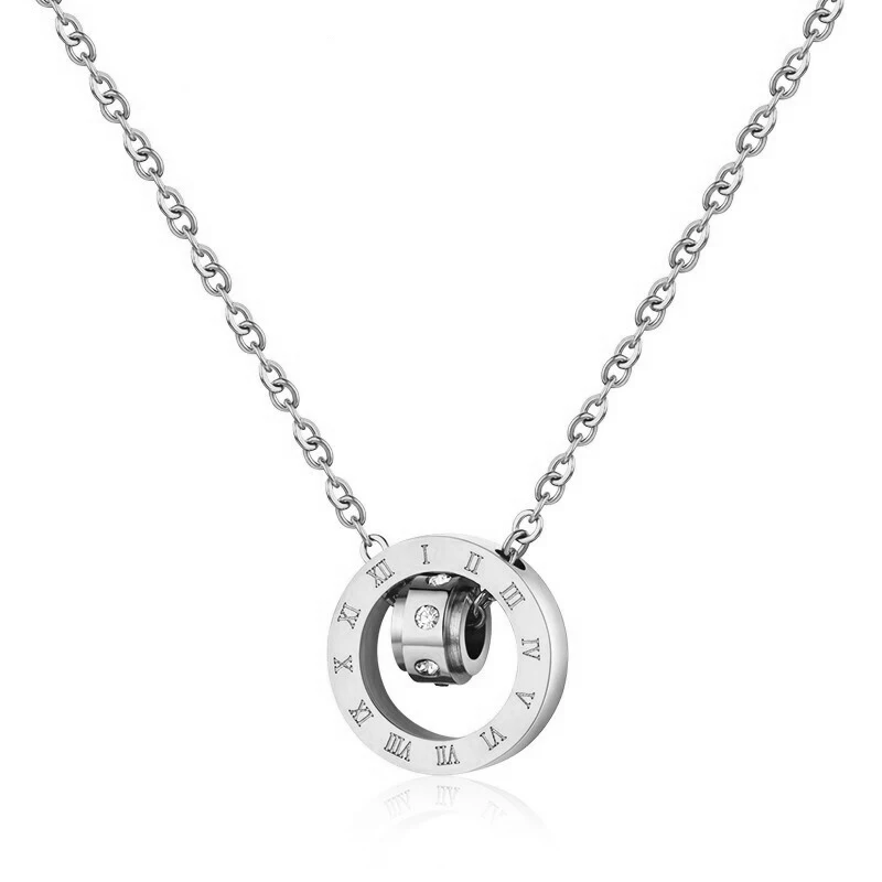 

Titanium Steel Roman Numerals Pendant Necklaces for Women Men Long Necklace Collares Statement Necklace Collie Steel Jewelry