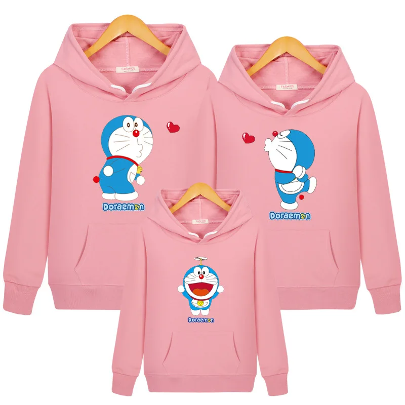 pink Doraemon Kiss Толстовка с капюшоном с надписью «Doraemon Kiss»; Fuuny; одежда для папы, мамы и ребенка; одинаковые комплекты для семьи; подарки для детей; Прямая поставка - Цвет: pink Doraemon Kiss
