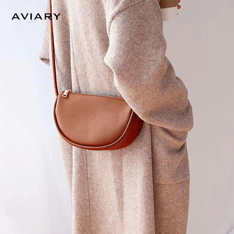 

Saddle Bag WOMEN'S Bag 2019 New Style Retro Genuine Leather Hong Kong Style Chest Pack Dumplings Semicircle Bag Shoulder Diagona