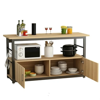 

Multi-functional home microwave kitchen rack floor multi-layer storage stove cupboard cut table locker