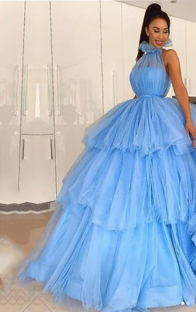 Lorie Fairy Blue Ball Gown Prom Dresses 