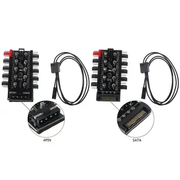 

PWM Fan 10 Hub Sata Molex Cooler Cooling Fan Splitter Cable Fan Speed Controller