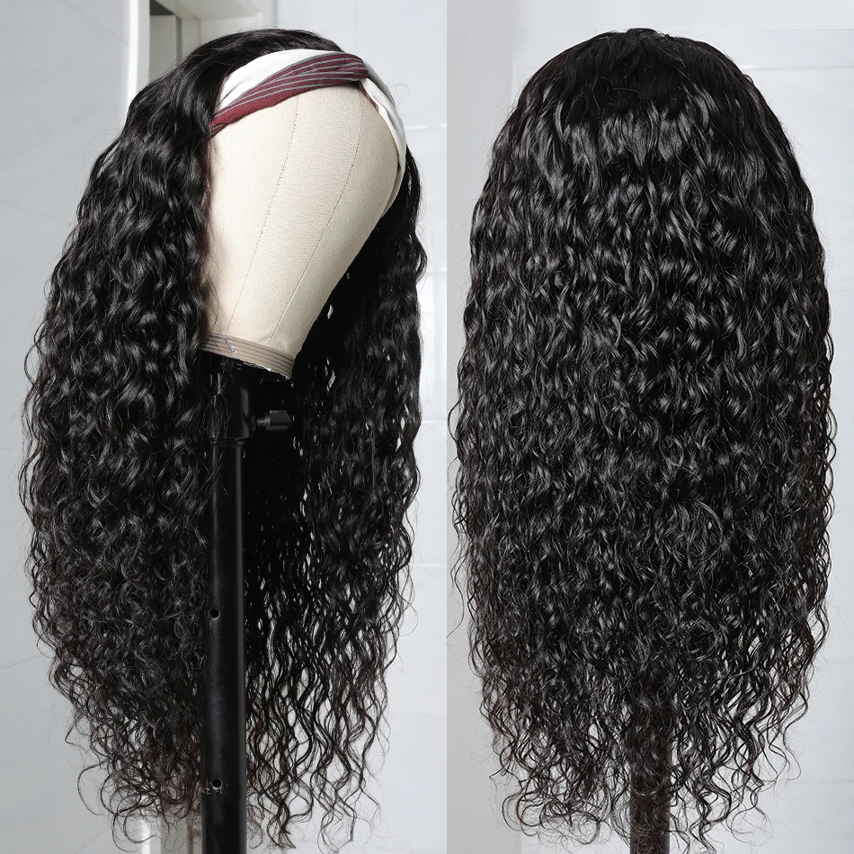 Water Wave Human Hair Headband Wigs Free Wig Cap Glueless 180% Density Brazilian Remy Human Hair Wig Headbnads For Hair Lady 12 H81bea6e6c7214c9fbc3db4b81b7ec08fI