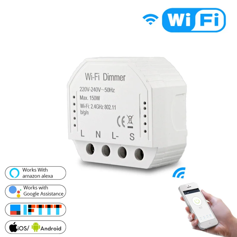 Умный WiFi свет светодиодный диммер переключатель Smart Life/Tuya приложение дистанционное управление 1/2 переключатель, работает с Alexa Echo Google Home IFTTT - Цвет: 1PSC