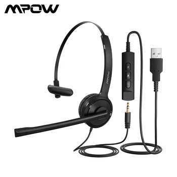 

Mpow 2.5mm USB Wired Headset Telephone Headphone with Noise Cancelling Mic Mute Button for Panasonic Phone USB for PC Laptop