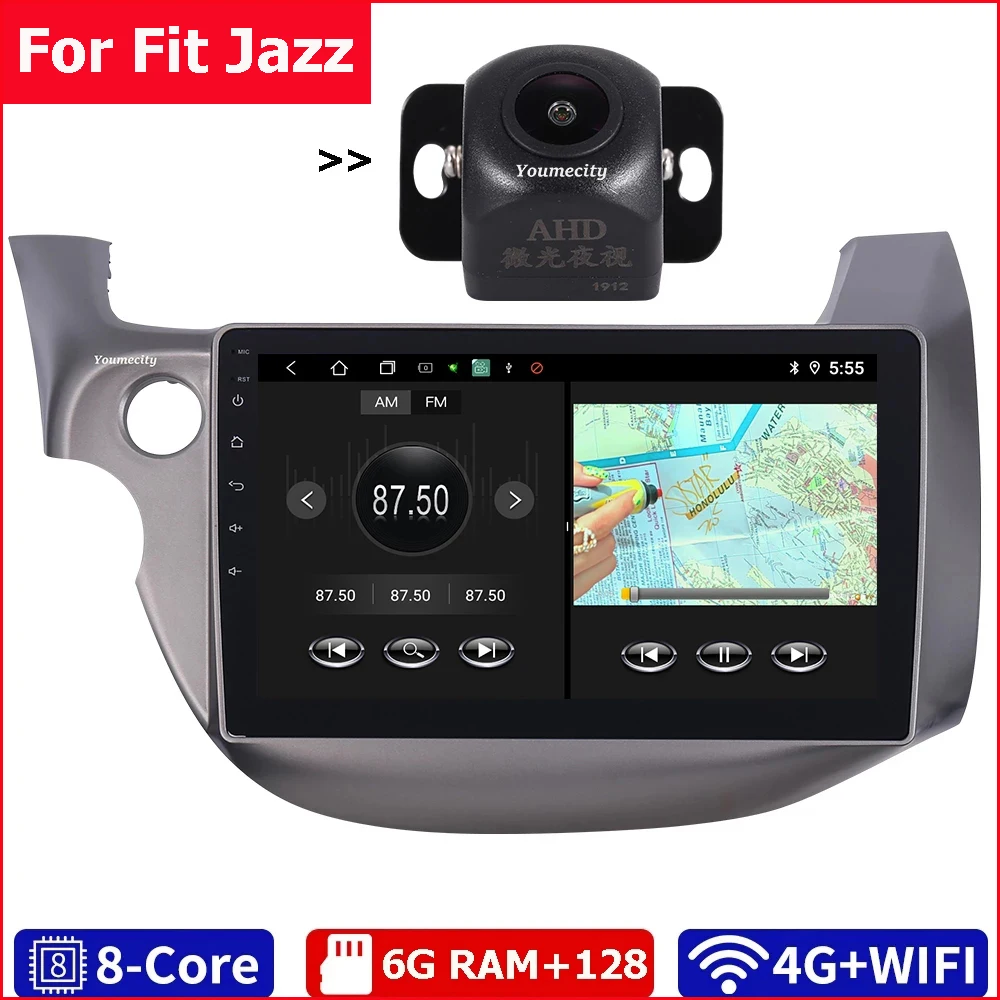 Android 10 2 Din Car Multimedia Player Dvd Gps Auto Radio Navigation Wifi Bluetooth IPS Screen DSP For HONDA FIT JAZZ 2007-2012