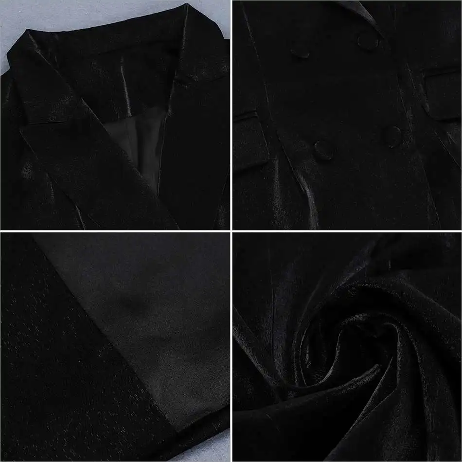 Seamyla черная, красная, глубокий v-образный вырез, блейзеры с вытачками элегантный карман двубортный Для женщин пальто пикантная обувь; Сезон