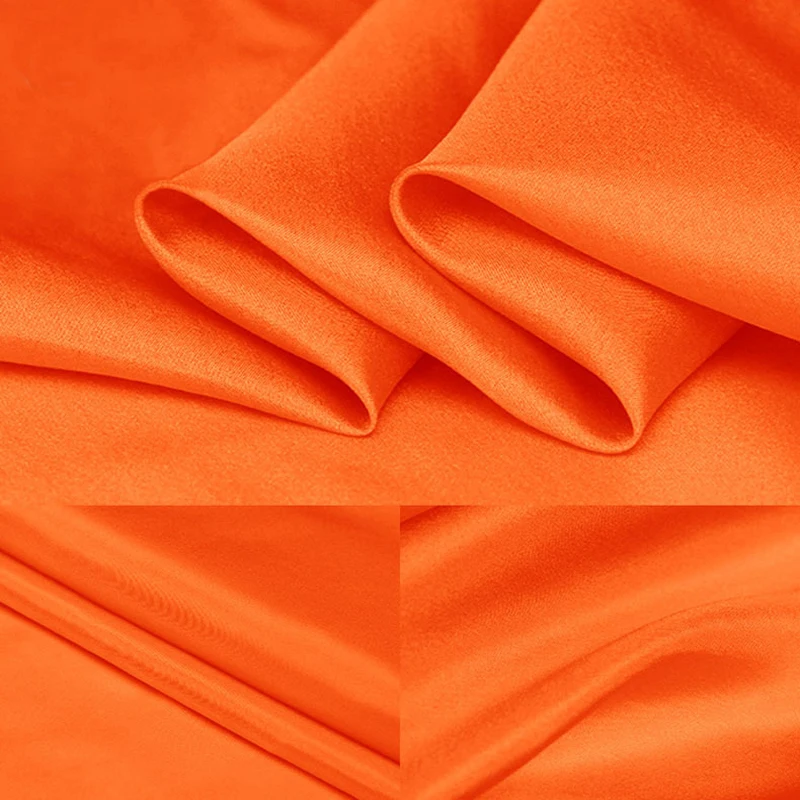Натуральный шелк ткань habutai для шелковой подкладки шелк эпонж Habotai использовать шарф 8 momme - Цвет: orange red