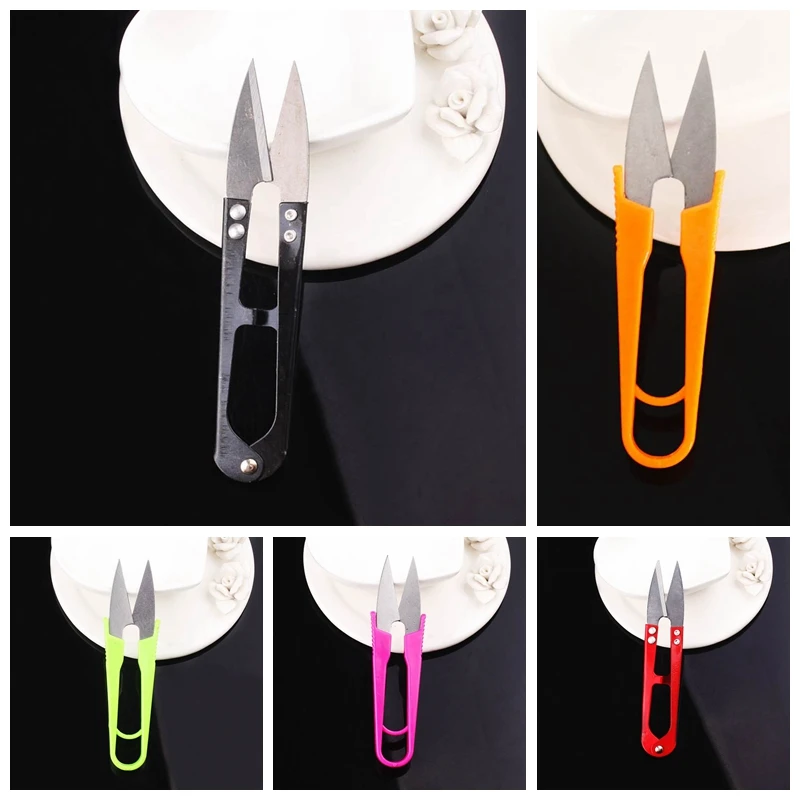 Random Multicolor Stationery Scissors U Shape Clippers Steel High Quality Decorative Scissors Professional Tailor Small Scissors