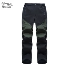 

TRVLWEGO Men Winter Inner Fleece Soft shell Hiking Pants Trekking Outdoor Sports Keep Warm Splashproof Skiing Male Trousers