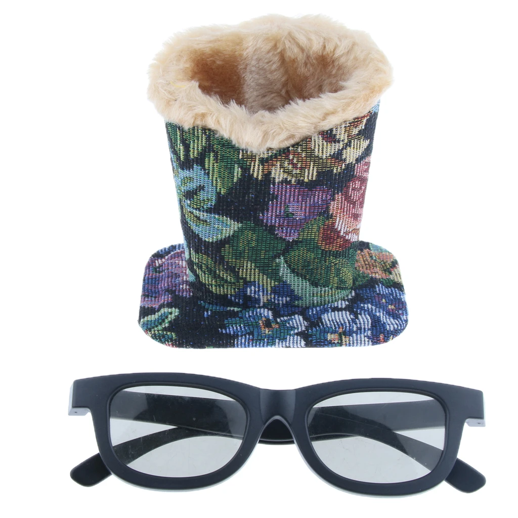 Anti-Scratch Plush Lined Eyeglasses Sunglasses Eyewear Holder Cases Cotton Upright Desk Organizer for Home Office School