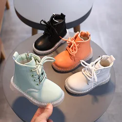 4 Colors Infant Baby Girls Boys Martin Boots Solid Color Side Zipper Lace Up Shoes Outfits 0-3Y
