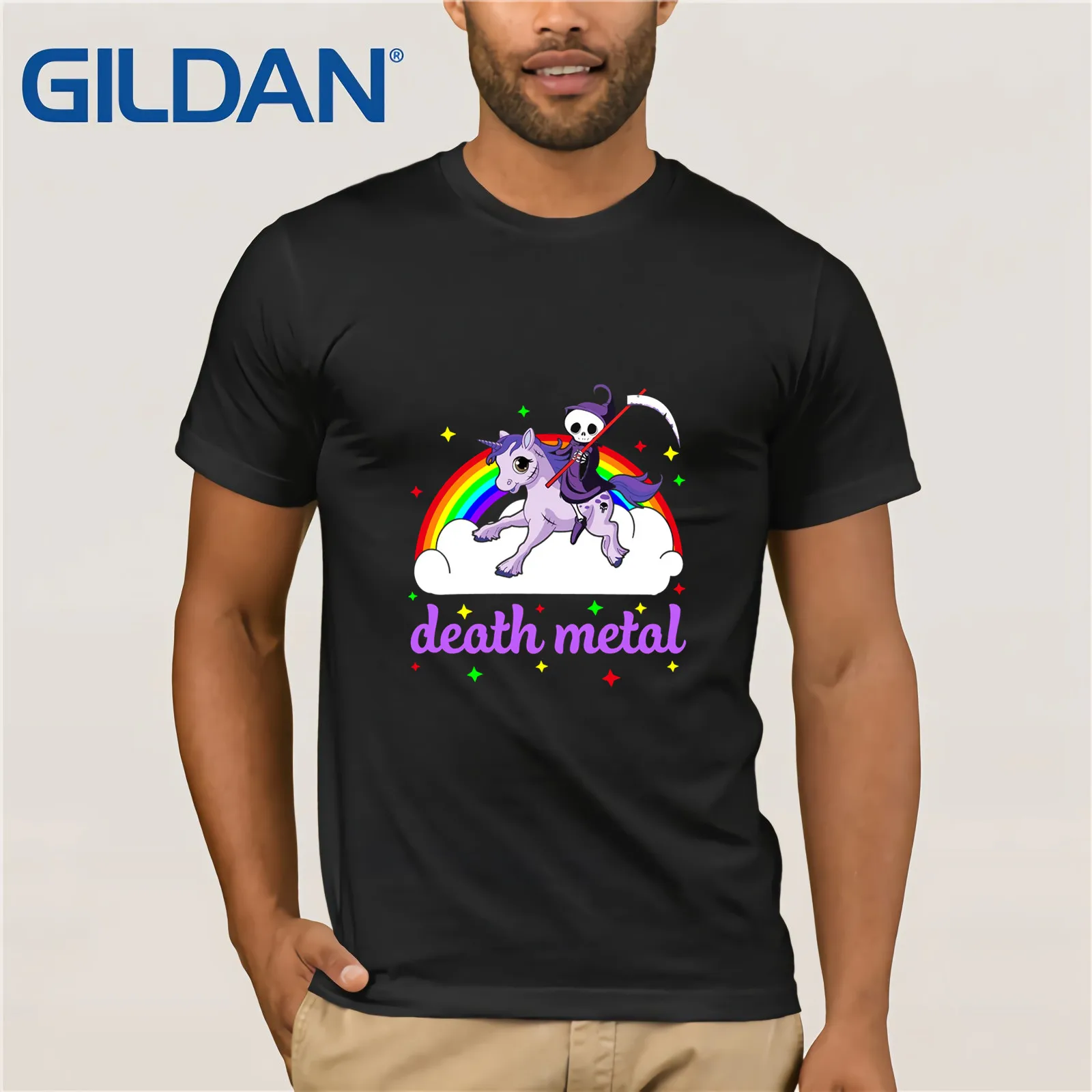 

Unicorn Rainbow Heavy Metal T Shirt Death Metal Rock Punk Funny Unisex Tshirt Cotton Tee Shirt Present Cotton Tee Shirt Present