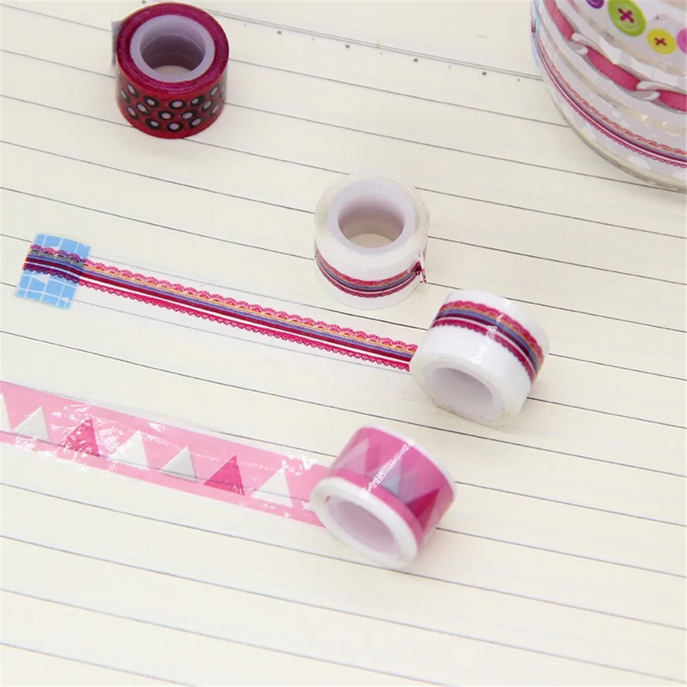 10 шт. случайный цвет Мини мультфильм васи ленты DIY Скрапбукинг декоративная клейкая лента маскирующая лента Kawaii Канцелярские Ленты Наборы