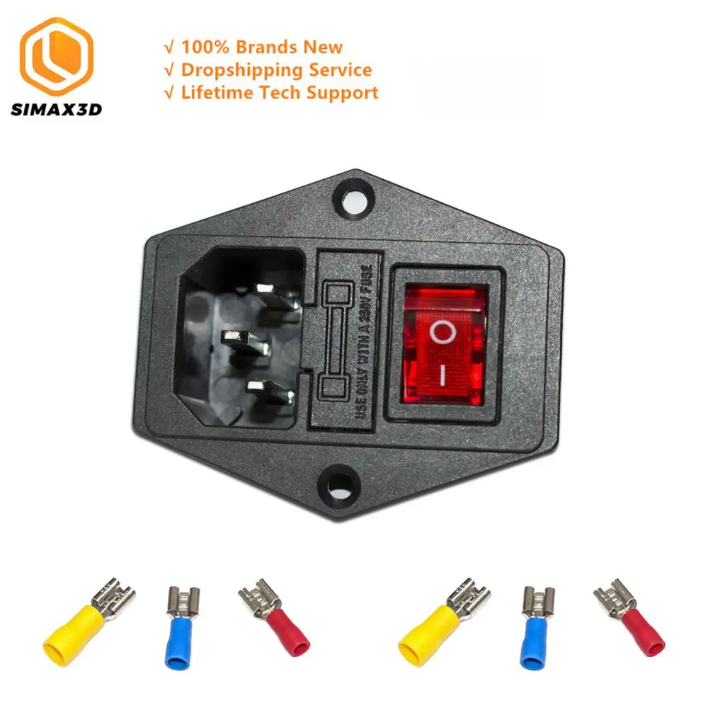 

SIMAX3D 15A 250V Power Switch AC 3pin AC power socket with red triple Rocker Switch 3d print