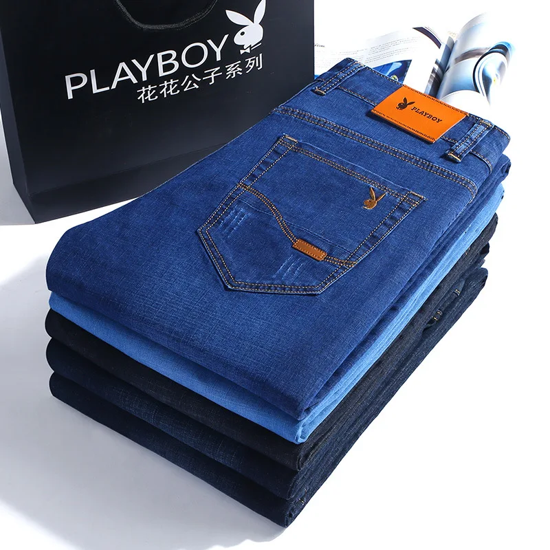 

-P58 PLAYBOY 1953 Jeans Men's Business Slim Fit Elasticity Plus-sized Menswear Casual Pants