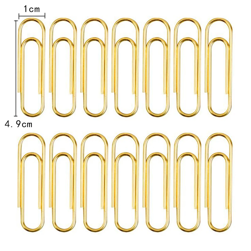 50PCS Golden Paper Clip Metal Binder Clips Black Grip Clamps Document Office School Stationery Photos Tickets Notes Letter