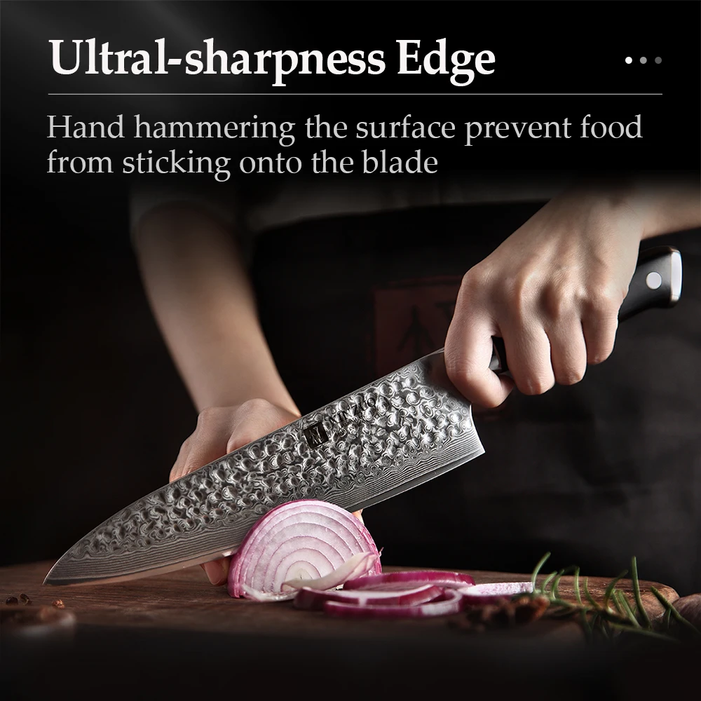Нож Gyuto 10Cr15CoMoV из японской дамасской стали 8 дюймов|chef knife|damascus steel kitchen knives8 inch chef knife