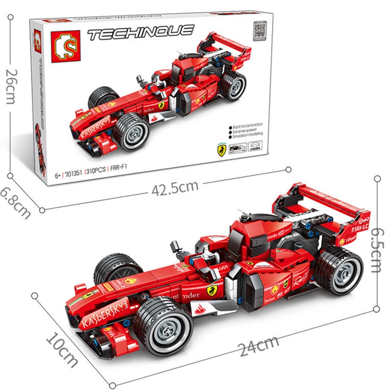 Серия Technic, электрический пульт дистанционного управления MOC Back Force Le Mans F1 FFR, Супер гоночный автомобиль, строительные блоки, комплекты кирпичей, совместимые