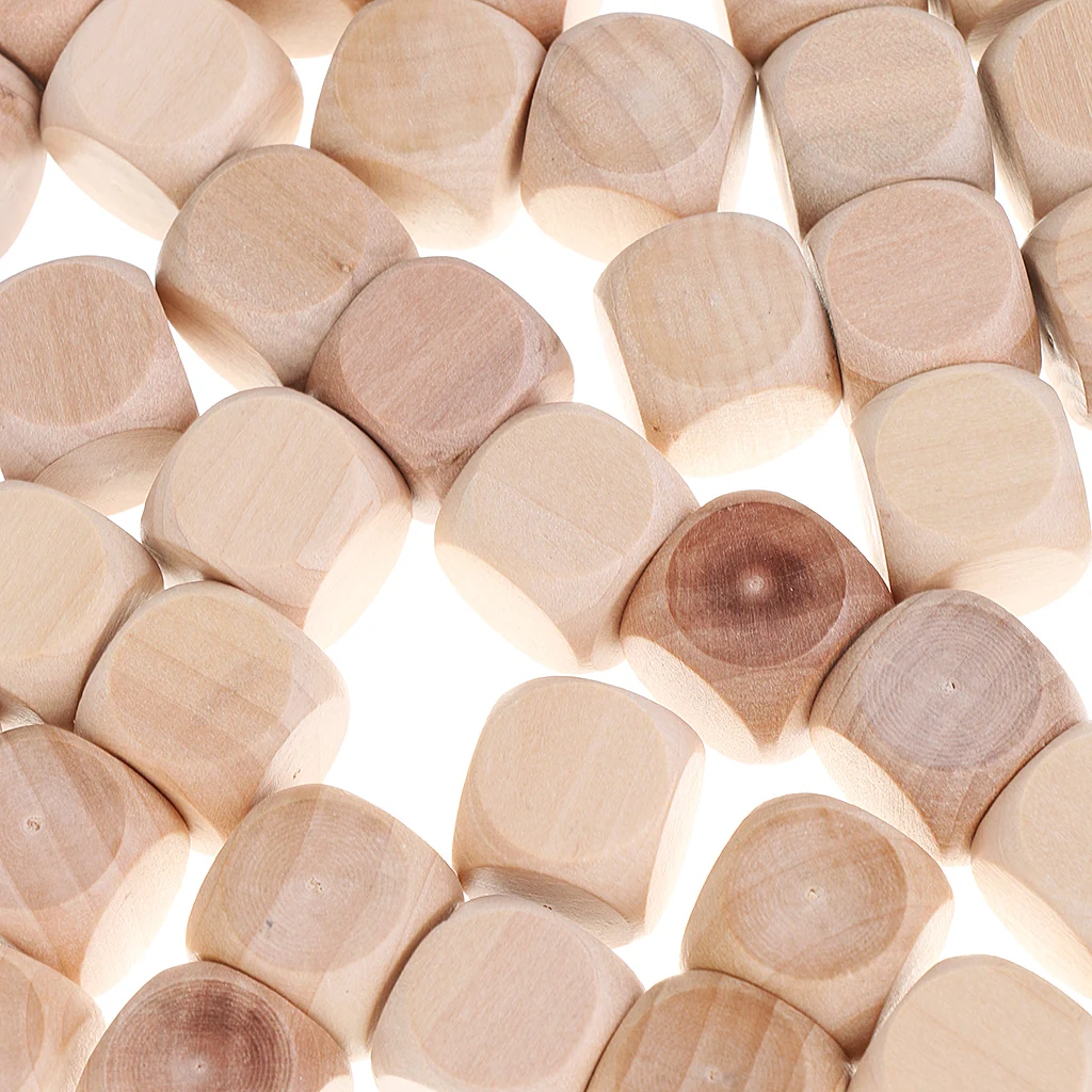 50 Lot Wooden Dice D6 20mm Blank Unfinished Craft Blocks Cubes Art Project