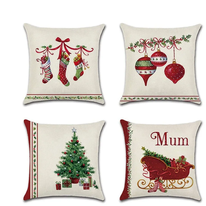 

Christmas Tree Red Sock Bell Throw Pillow Cushion Covers kussenhoes Pillowcase housse de coussin Decorative Sofa Fundas Cojines